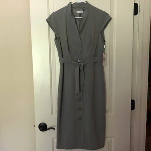 Calvin Klein belted gray shirtdress. NWT